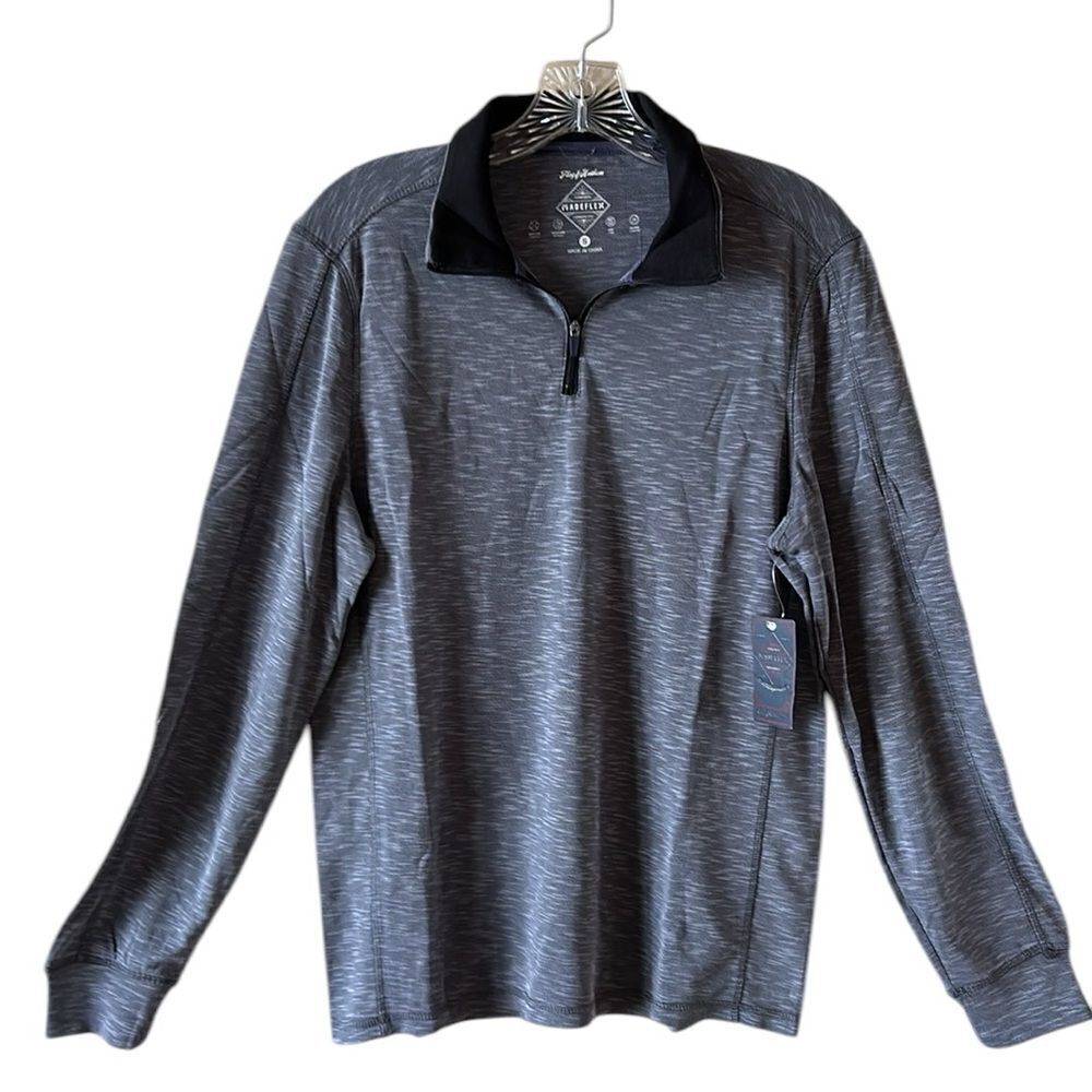 NEW Flag & Anthem Mens 1/4 Zip Grey Pullover